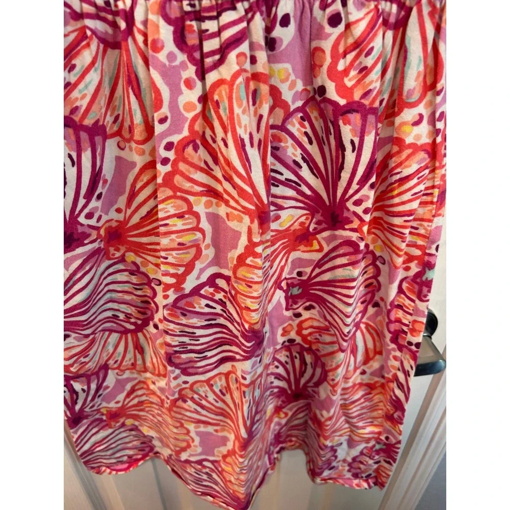 Gymboree Dress Pink Orange Seashell Print Sleeveless Summer Knit Kids M 7-8